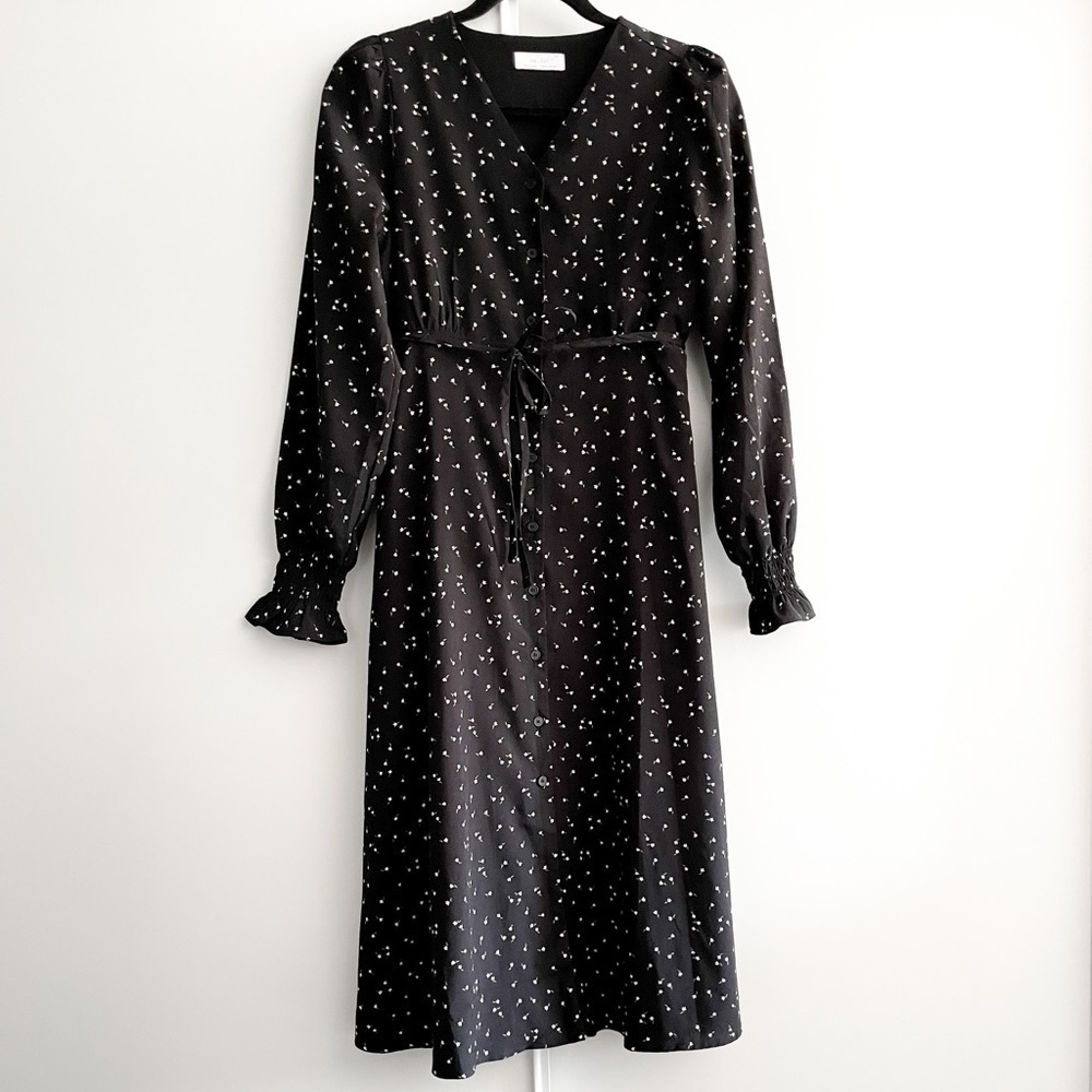OAK + Fort Ditsy Floral Midi Dress